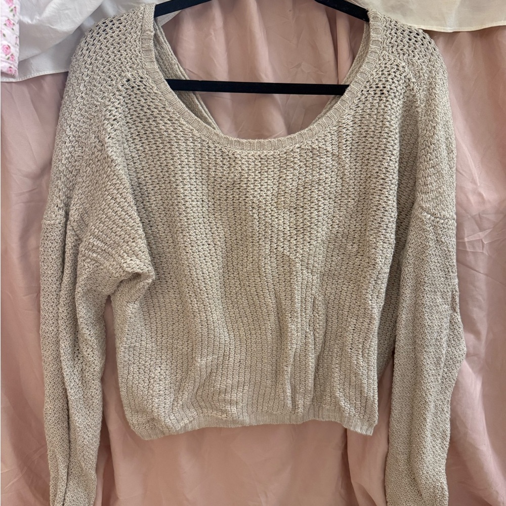 Hollister Cream Knit Sweater